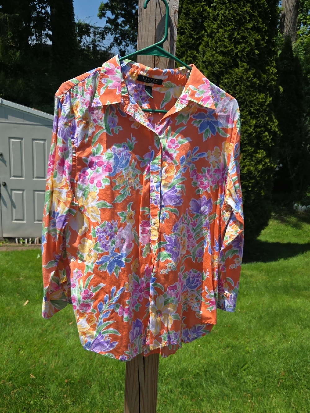 Lauren Ralph Lauren Orange Floral Button-Down Shirt